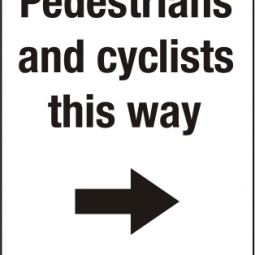 Pedestrian & Cyclists This Way Right Arrow