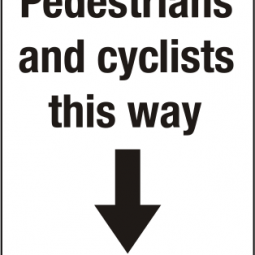 Pedestrian & Cyclists This Way Down Arrow